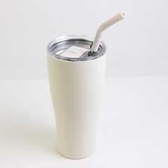 HydraFlow Capri 30 Oz Tumbler With Lid Metal Straw Triple Insulated Off-White