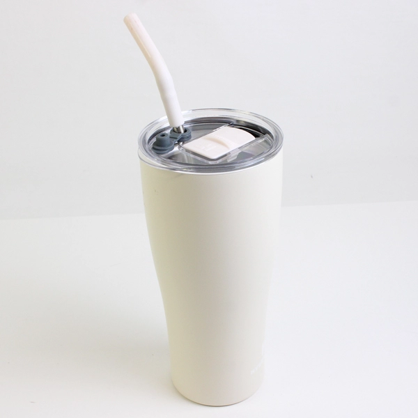 HydraFlow Capri 30 Oz Tumbler With Lid Metal Straw Triple Insulated Off-White