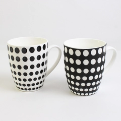 Lot of 2 Maxwell Williams Speckle Black Polka Dot Coffee Mugs