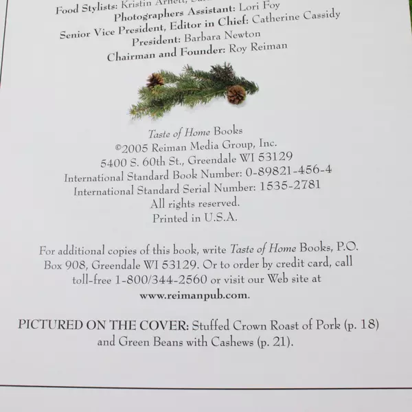 Taste of Home Holiday & Celebrations Cookbook 2005 Hardcover Edition
