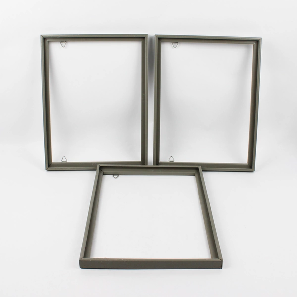 Set of 3 Vintage Gray Metal Picture Frames 10" x 13" No Glass