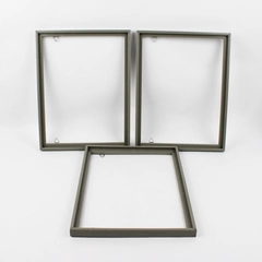 Set of 3 Vintage Gray Metal Picture Frames 10" x 13" No Glass