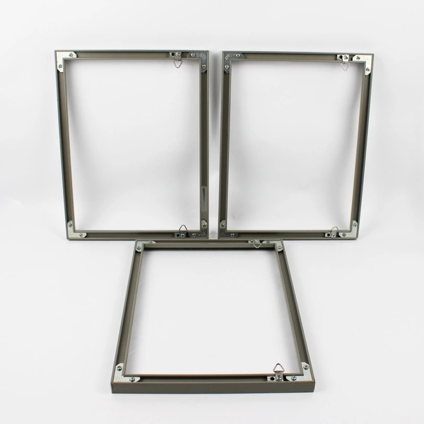 Set of 3 Vintage Gray Metal Picture Frames 10" x 13" No Glass