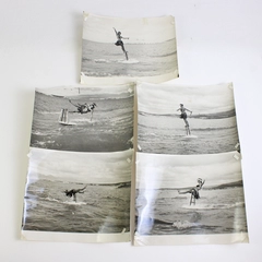 Set of 5 Vintage Hawaii Visitors Bureau Water Skiing Photos FLAWED