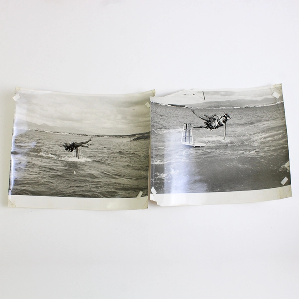 Set of 5 Vintage Hawaii Visitors Bureau Water Skiing Photos FLAWED