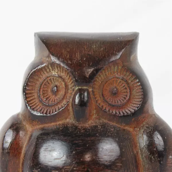Mini Ceramic Owl Figurine Painted Wood Design 3.5 Inch Collectible Decor