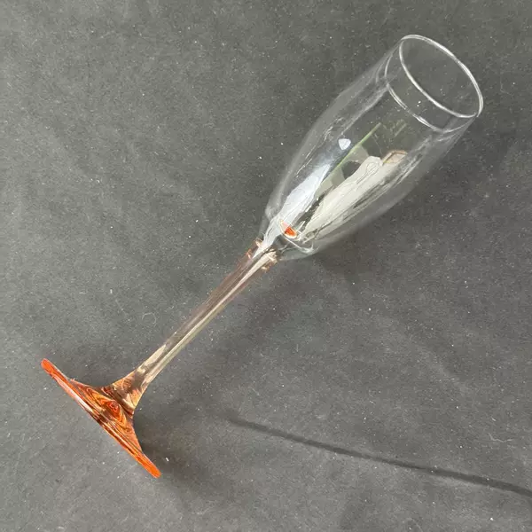 Single Elegant Rose Champagne Flutes Pink Base Glass