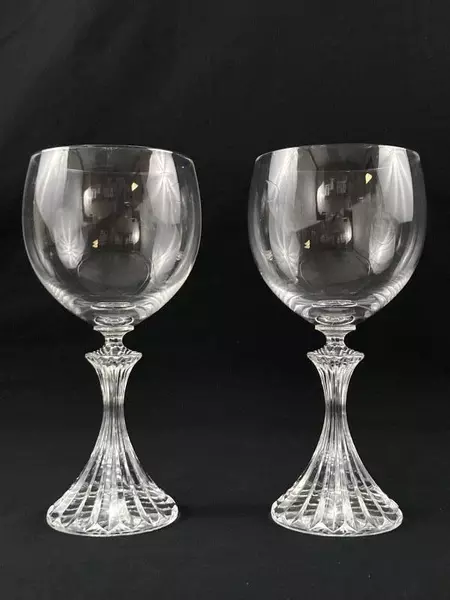 Set of 2 Mikasa The Ritz Water Goblets 7 Inch Clear Glass Elegant Wine Cup