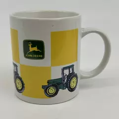 Vintage John Deere Gibson Green Tractor White & Yellow Checkered Coffee Mug
