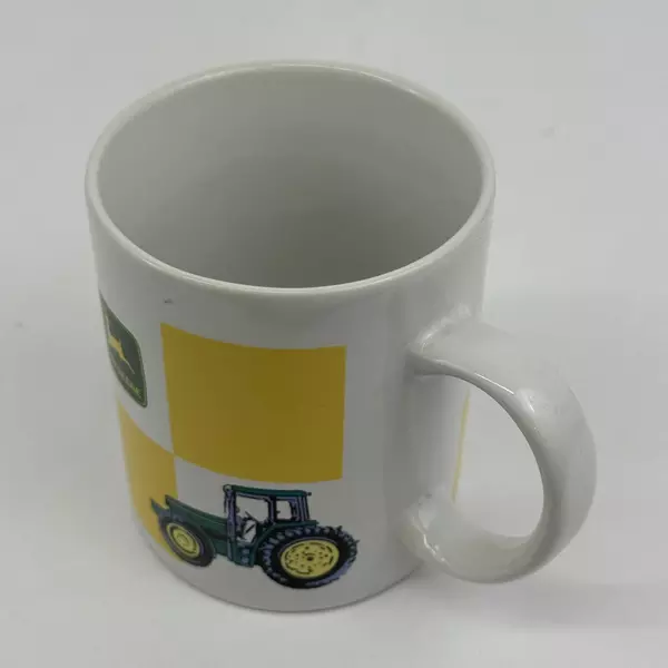 Vintage John Deere Gibson Green Tractor White & Yellow Checkered Coffee Mug