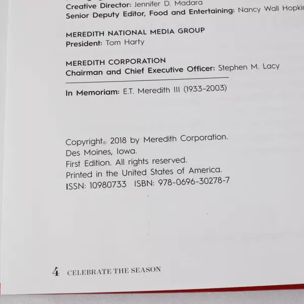 2018 Better Homes And Gardens Celebrate The Season Hard Cover Book