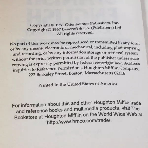 Spanish English Pocket Dictionary Webster 1981 Vintage Bilingual Reference Book