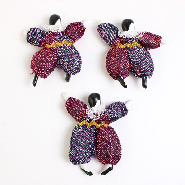 Set of 3 Vintage Porcelain Pierrot Jester Clown Dolls 4"