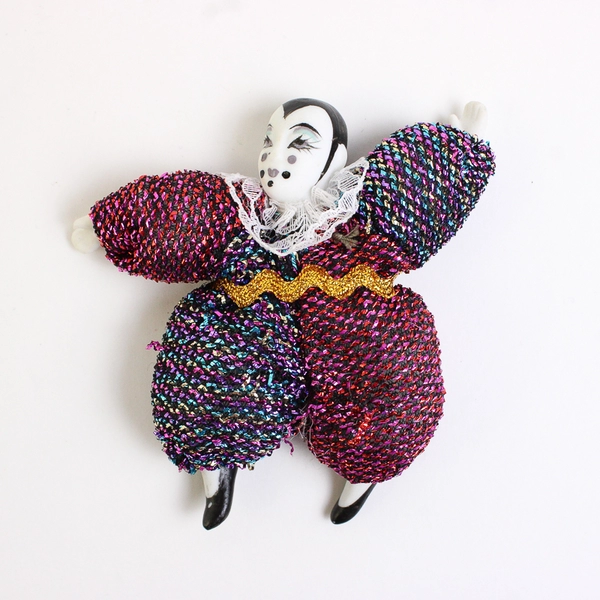 Set of 3 Vintage Porcelain Pierrot Jester Clown Dolls 4"