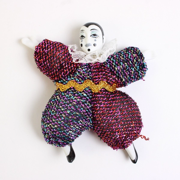 Set of 3 Vintage Porcelain Pierrot Jester Clown Dolls 4"