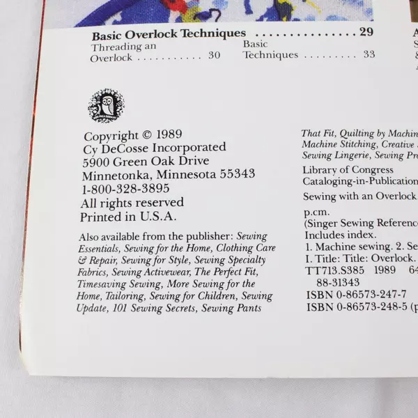 Vintage 1989 Singer Sewing Reference Library Book Sewing With An Overlock C05AJ