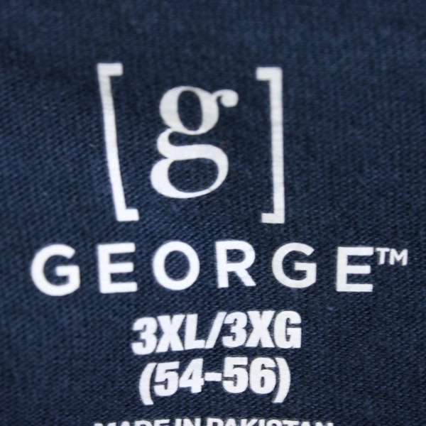 George Navy Blue Short-Sleeve V-Neck T-Shirt Men's Size 3XL 54-56