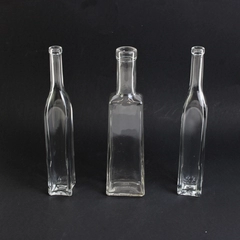 Lot of 3 Glass Bottles Bud Vases Square Tall Decorative Jars 9.5"