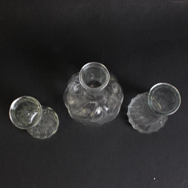Lot of 3 Swirled Glass Bud Vases Decoration Clear Textured