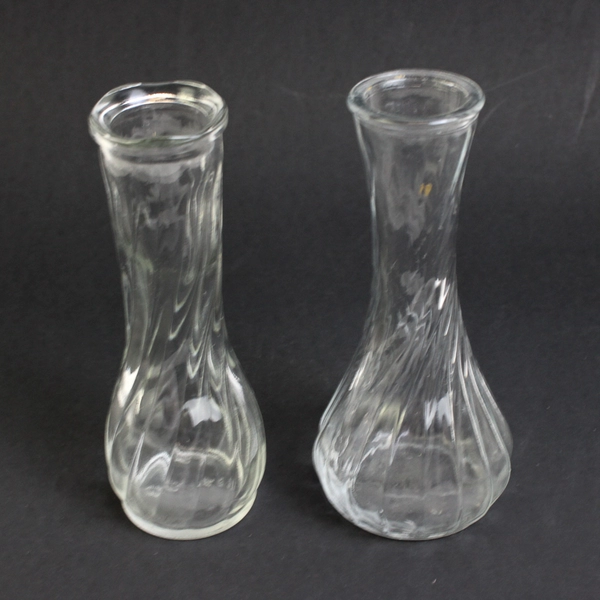 Lot of 3 Swirled Glass Bud Vases Decoration Clear Textured