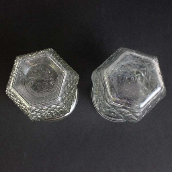 Lot of 2 Glass Vases Clear Diamond Cut Decorative Hexagonal Shape Geometric