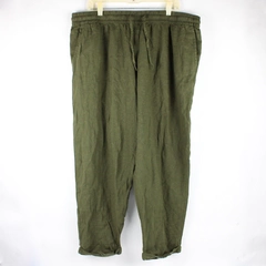 dip Women's XXL Dark Green Cuffed Linen Pants