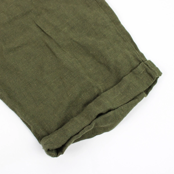 dip Women's XXL Dark Green Cuffed Linen Pants