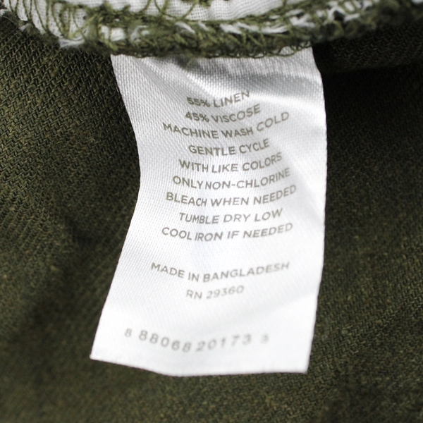 dip Women's XXL Dark Green Cuffed Linen Pants