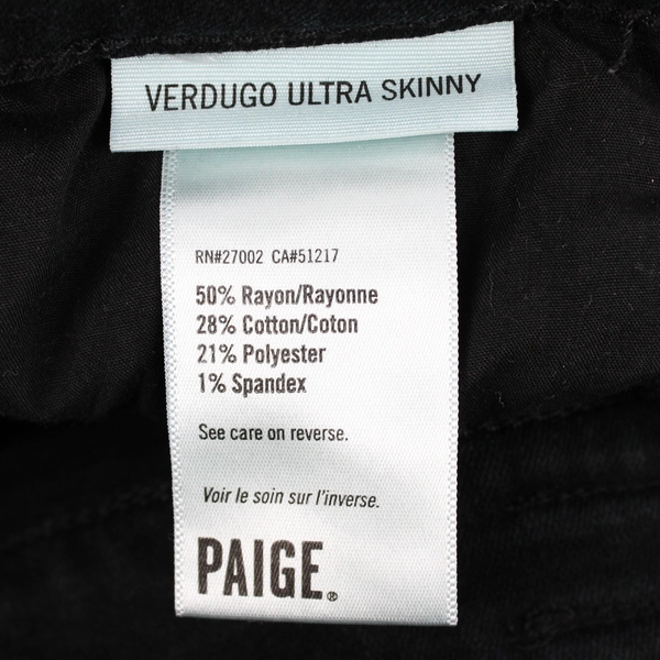 Paige Women's 27 Black Verdugo Ultra Skinny Jeans