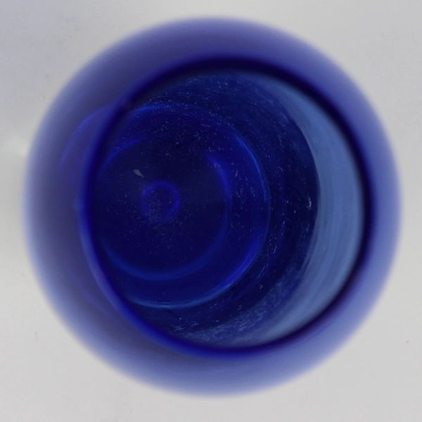 Hand Blown Cobalt Blue Glass Bud Vase 8" Controlled Bubble Base