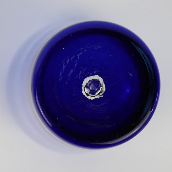 Hand Blown Cobalt Blue Glass Bud Vase 8" Controlled Bubble Base