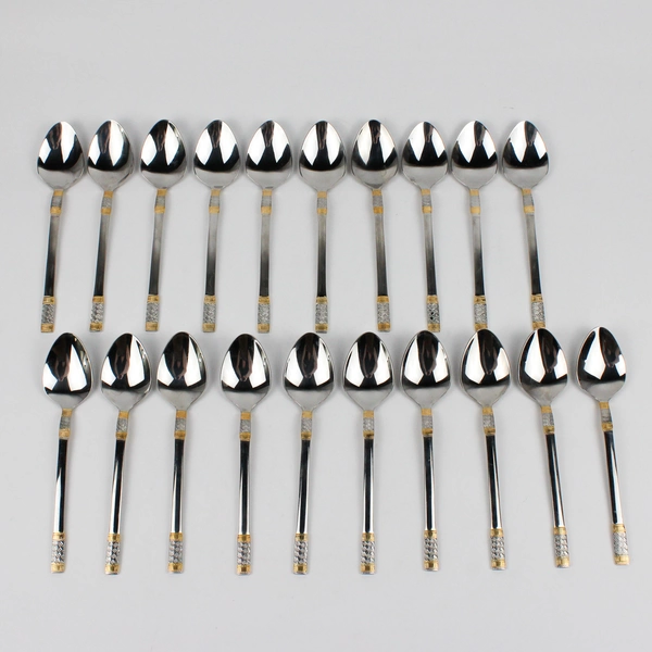 Lot of 20 Wallace Golden Corsica Soup Oval Spoons Gold Accents Glossy Finish