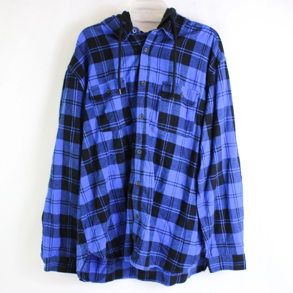 Original Use Men's XXL Blue Plaid Jacket with Removable Hood