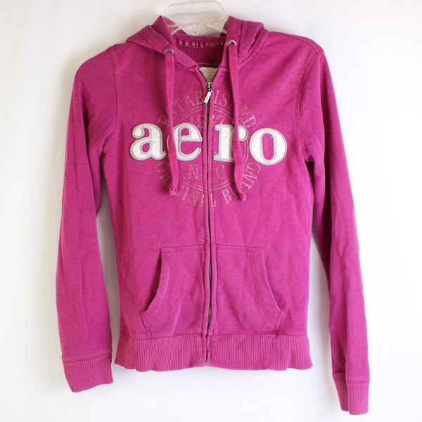 Aeropostale Women's/Junior's SP Pink Graphic Zip Up Hoodie