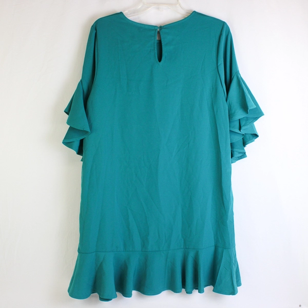 Chelsea28 Women's M Teal Ruffle Pull-Over Dress
