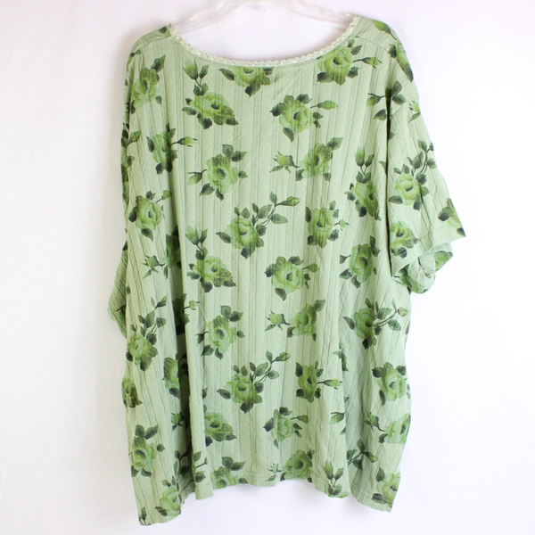 Only Necessities Women's 5X Green Floral Shirt