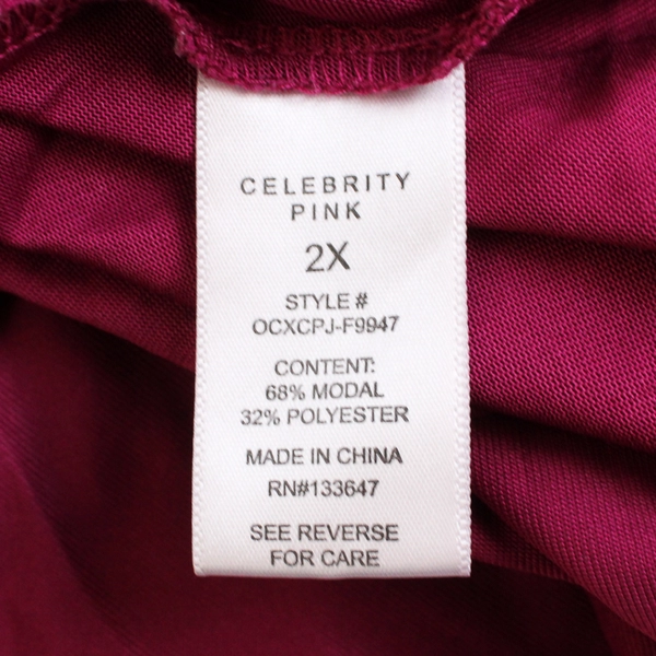 Celebrity Pink Women's 2X Pink Short Sleeve Shirt
