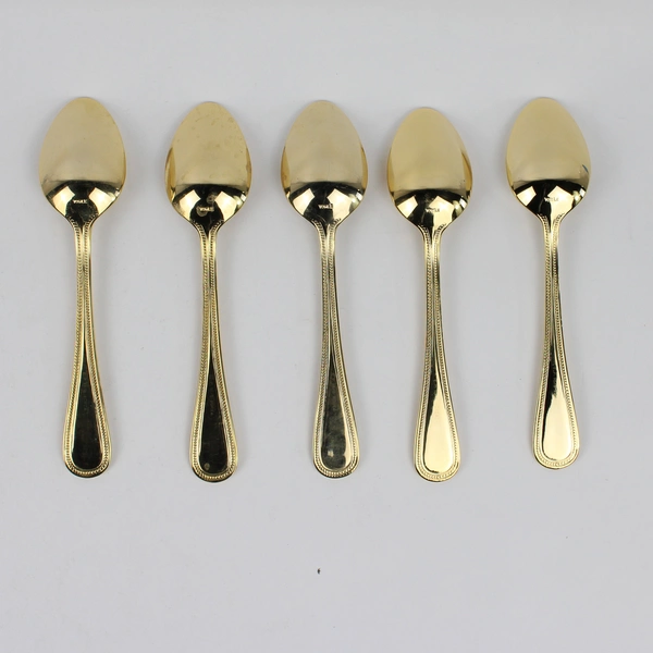 Lot of 5 Towle Gold Electroplated Bateman Teaspoons Glossy Finish