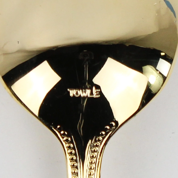 Lot of 5 Towle Gold Electroplated Bateman Teaspoons Glossy Finish