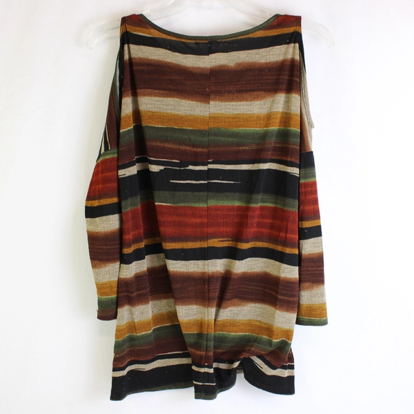 Ava James Women's M Cold Shoulder Multicolored Striped Shirt