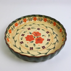 Style-Eyes Ceramic Tuscan Floral Collection Flan Dish 10x10"