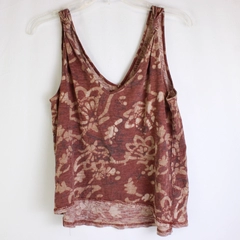 Anthropologie Women's M Brown Floral Knotted Strap Tank Top