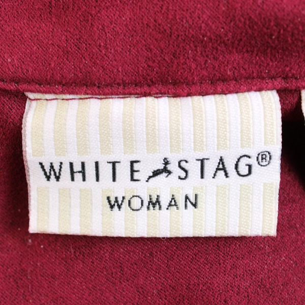 White Stag Women's 3X Red Faux Velvet Button Up Long Sleeve Shirt