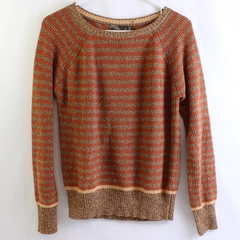 prAna Women's S Orange/Brown Striped Knitted Sweater