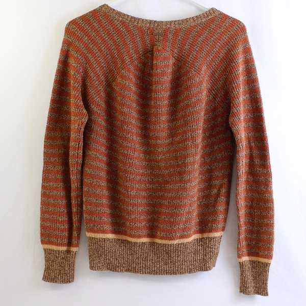 prAna Women's S Orange/Brown Striped Knitted Sweater
