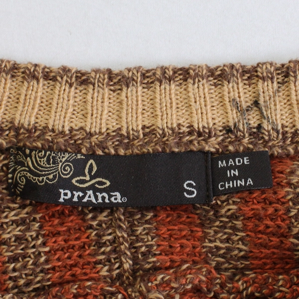 prAna Women's S Orange/Brown Striped Knitted Sweater
