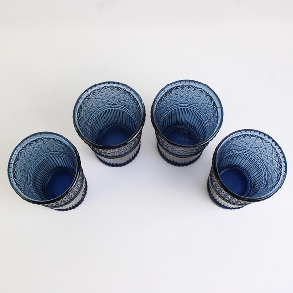 Lot of 4 Godinger Claro Highball Glasses Blue