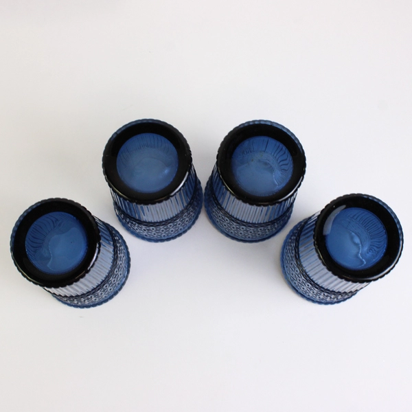 Lot of 4 Godinger Claro Highball Glasses Blue