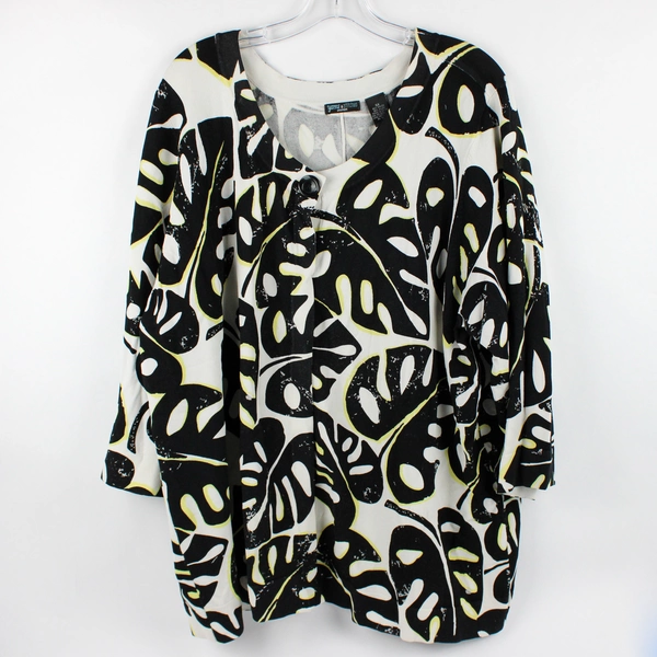 Yarns & Stitches Women's 3X Leaf Design Button Up Cardigan