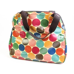 XL Vintage Colored Polka Dots Handbag Braciano Zippered Top & Carrying Handles